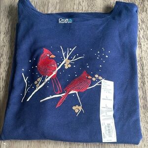 Women’s Croft & Barrow Long Sleeve Cardinal Graphic Tee - Blue